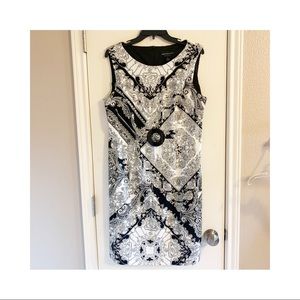 Connected Apparel Sleeveless Black White Sheath Dress 14